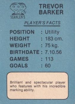1981 Scanlens VFL #164 Trevor Barker Back